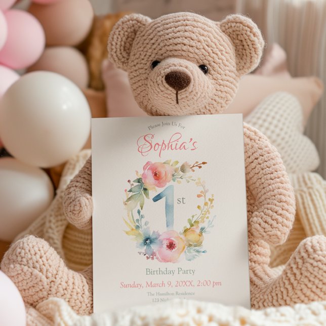 Sweet Spring Floral First Birthday Invitation (Creator Uploaded)