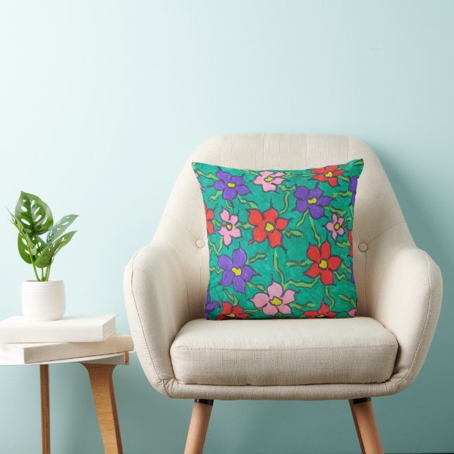 Sweet Spring Greenery Floral  Throw Pillow (Chair)