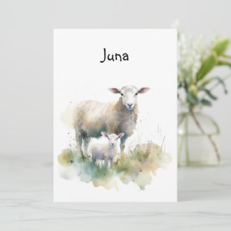 Sweet Spring Lamb | Customizable Birth  Invitation