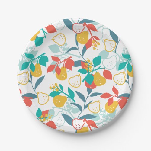 Sweet Spring Pear Fruit Pattern Paper Plates
