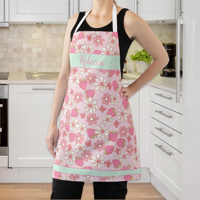 Sweet Spring Strawberries Personalized Apron (Sweet Spring Strawberries Personalized Apron)