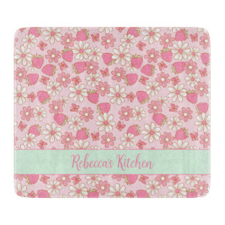 Sweet Spring Strawberries Personalized Cutting Board
