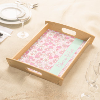 Sweet Spring Strawberries Personalized Serving Tray