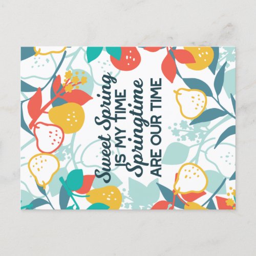 Sweet Spring Time Quote Vertical Postcard
