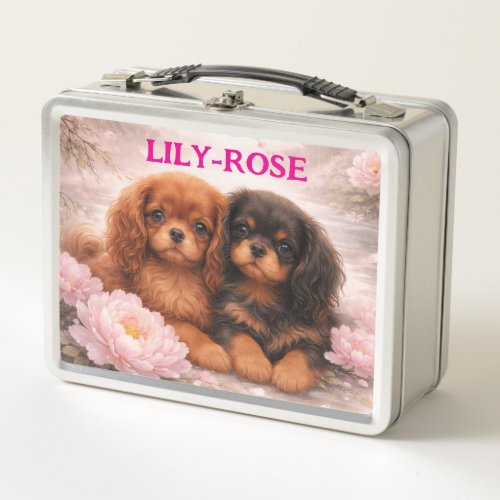 Sweet Springtime Puppies (Molly &amp; Lady) Metal Lunch Box