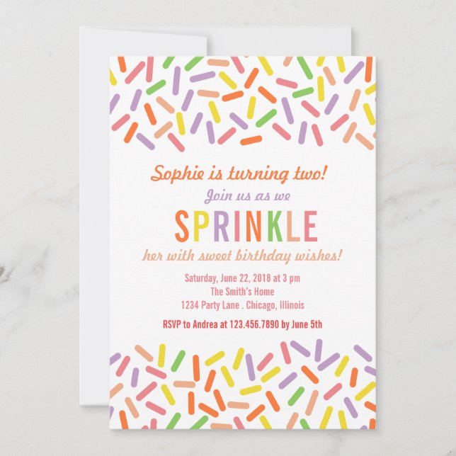 Sweet Sprinkle Birthday Party Invitation (Front)