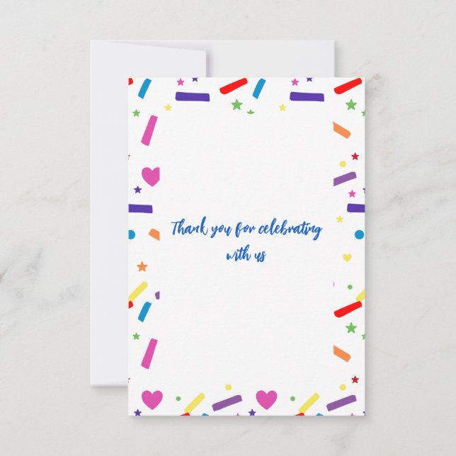 Sweet Sprinkle Birthday Party Theme Thank You Card (Back)