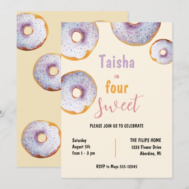 Sweet Sprinkle Donut Watercolor Illustration (Front/Back)