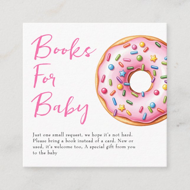 Sweet Sprinkle Donuts Baby Shower Books Request Enclosure Card (Front)