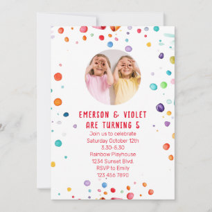 Sweet Sprinkle Kids Birthday Party Photo  Invitation