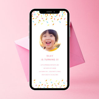 Sweet Sprinkle Kids Birthday Party Photo Invitation
