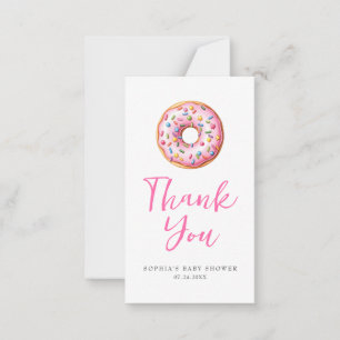 Sweet Sprinkle Pink Donuts Modern Girl Baby Shower Note Card