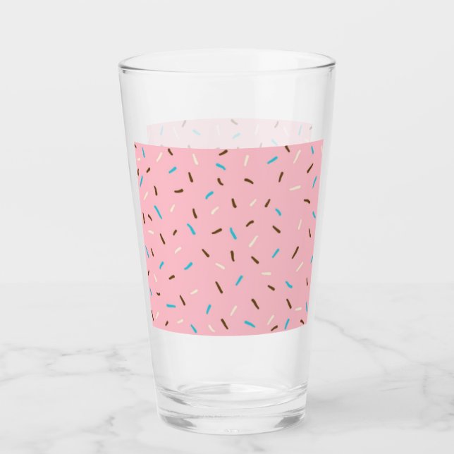 Sweet Sprinkles Glass Tumbler (Strawberry Pink) (Front)