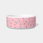 Sweet Sprinkles Pet Bowl (Strawberry Pink)<br><div class="desc">For those who love to bake...  or who have a sweet tooth... 

A strawberry pink background with chocolate brown,  cream and aqua sprinkles... 

Great little gift idea...  for birthdays,  celebrations,  holidays and more...  or sprinkle a little sweetness around your own home... </div>
