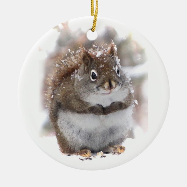 Sweet Squirrel Ceramic Ornament (Front)