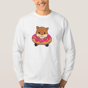 Sweet Squirrel Funny Animals In Donut Pink T-Shirt