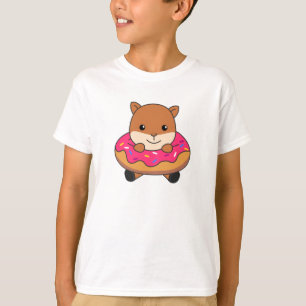 Sweet Squirrel Funny Animals In Donut Pink T-Shirt