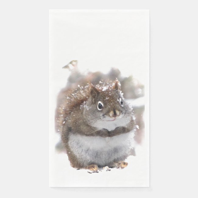 Sweet Squirrel in Snow Paper Guest Towel