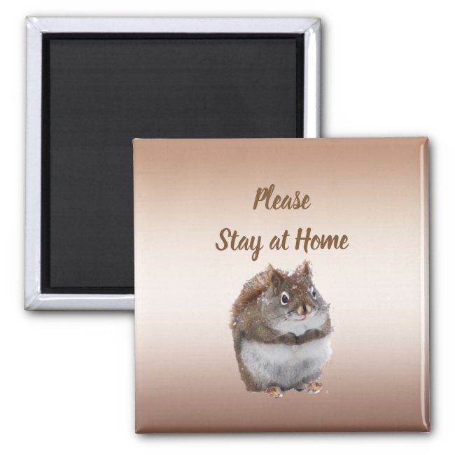 Sweet Squirrel Says Please Stay at Home Magnet