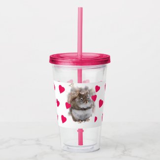 Sweet Squirrel with Red Hearts Acrylic Tumbler