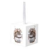 Sweet Squirrels in Winter Animal Cube Ornament (Back Angled)