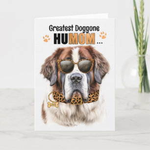 Sweet St. Bernard Dog Greatest HuMOM Mother's Day Holiday Card