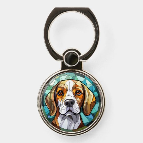 Sweet Stained Glass Beagle Hound Dog Phone Ring Stand