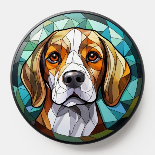 Sweet Stained Glass Beagle Hound Dog PopSocket