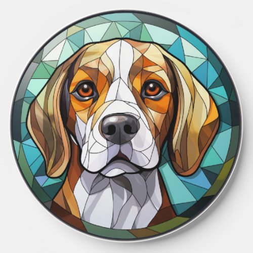 Sweet Stained Glass Beagle Hound Dog Wireless Charger