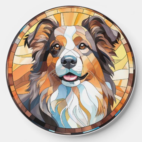 Sweet Stained Glass Border Collie Dog Wireless Charger