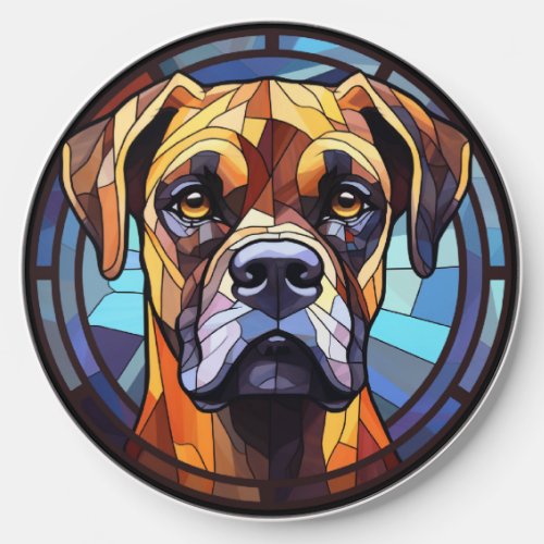 Sweet Stained Glass Boxer Dog Wireless Charger