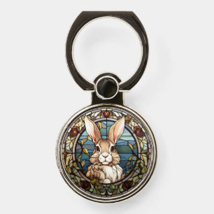 Sweet Stained Glass Bunny Rabbit Phone Ring Stand