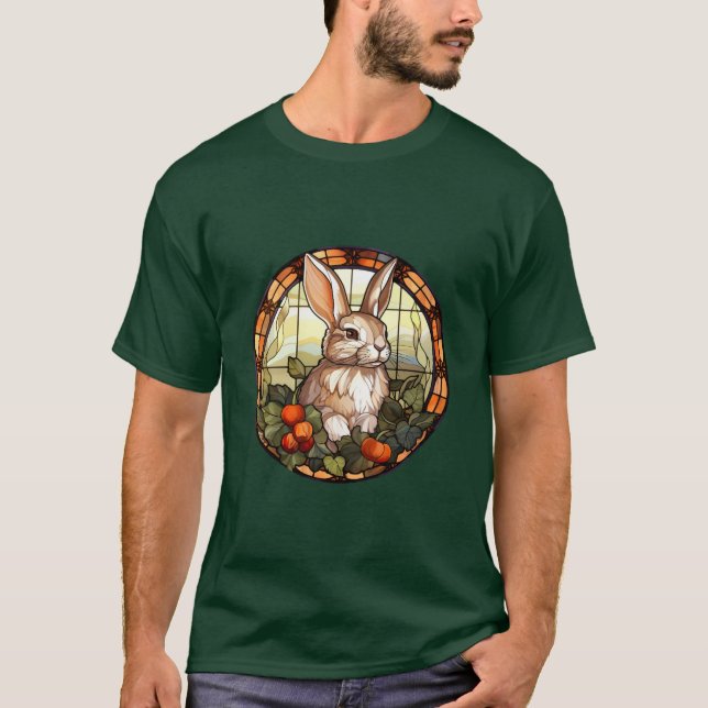 Sweet Stained Glass Bunny Rabbit T-Shirt (Front)