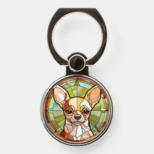 Sweet Stained Glass Chihuahua Dog Phone Ring Stand