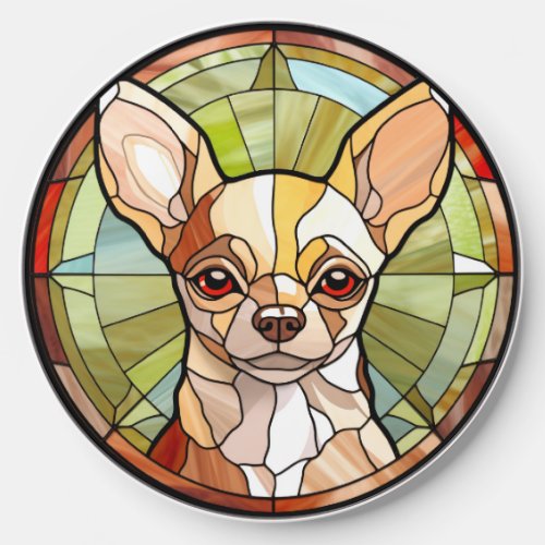 Sweet Stained Glass Chihuahua Dog Wireless Charger