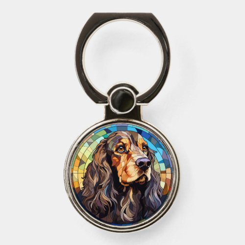 Sweet Stained Glass Cocker Spaniel Dog Phone Ring Stand