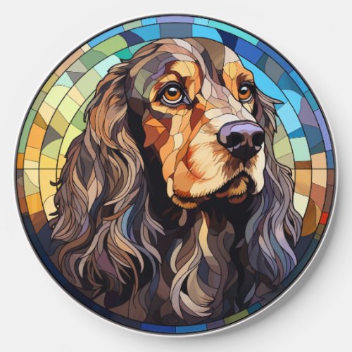 Sweet Stained Glass Cocker Spaniel Dog Wireless Charger
