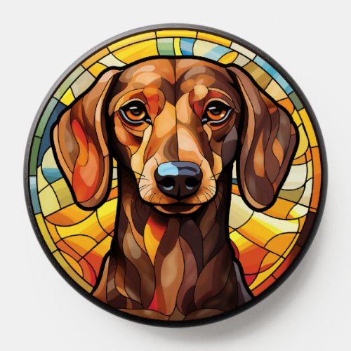 Sweet Stained Glass Dachsund Dog PopSocket