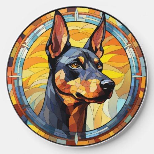 Sweet Stained Glass Doberman Pinscher Dog Wireless Charger