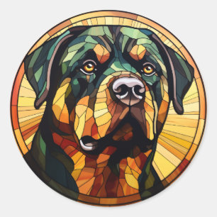 Sweet Stained Glass Dog Rottweiler Classic Round Sticker