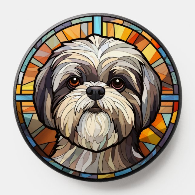 Sweet Stained Glass Dog Shih Tsu PopSocket (Popsocket)