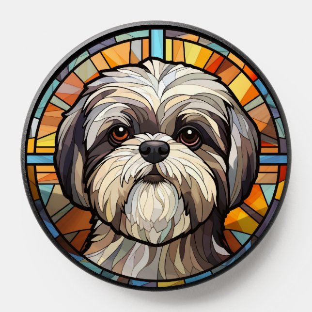 Sweet Stained Glass Dog Shih Tsu PopSocket (Popsocket)