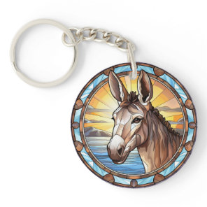 Sweet Stained Glass Donkey Keychain