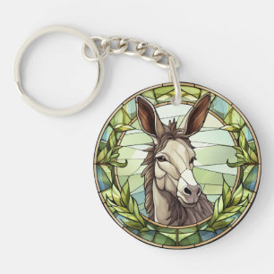 Sweet Stained Glass Donkey Keychain