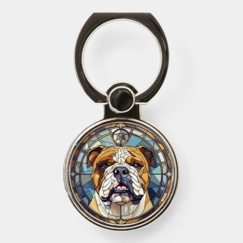 Sweet Stained Glass English Bulldog Phone Ring Stand