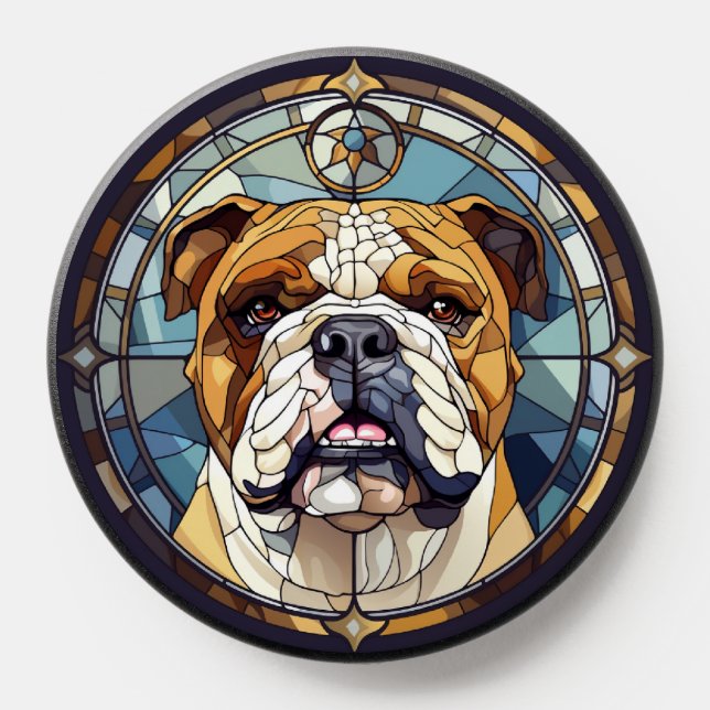 Sweet Stained Glass English Bulldog PopSocket (Popsocket)