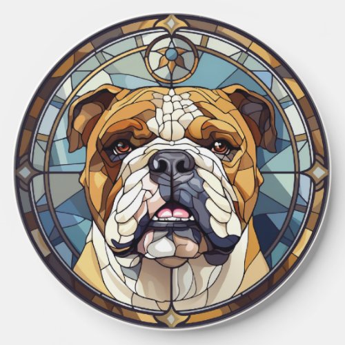 Sweet Stained Glass English Bulldog Wireless Charger