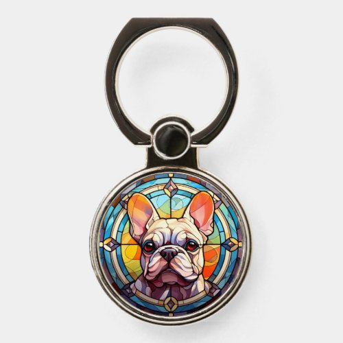 Sweet Stained Glass French Bulldog Phone Ring Stand