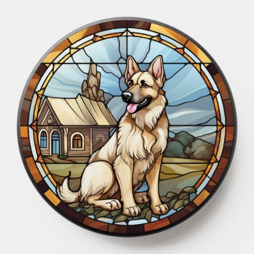 Sweet Stained Glass German Shepherd Dog PopSocket