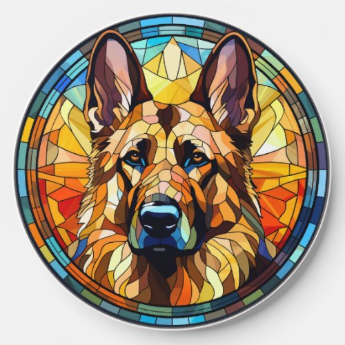 Sweet Stained Glass German Shepherd Dog Wireless Charger